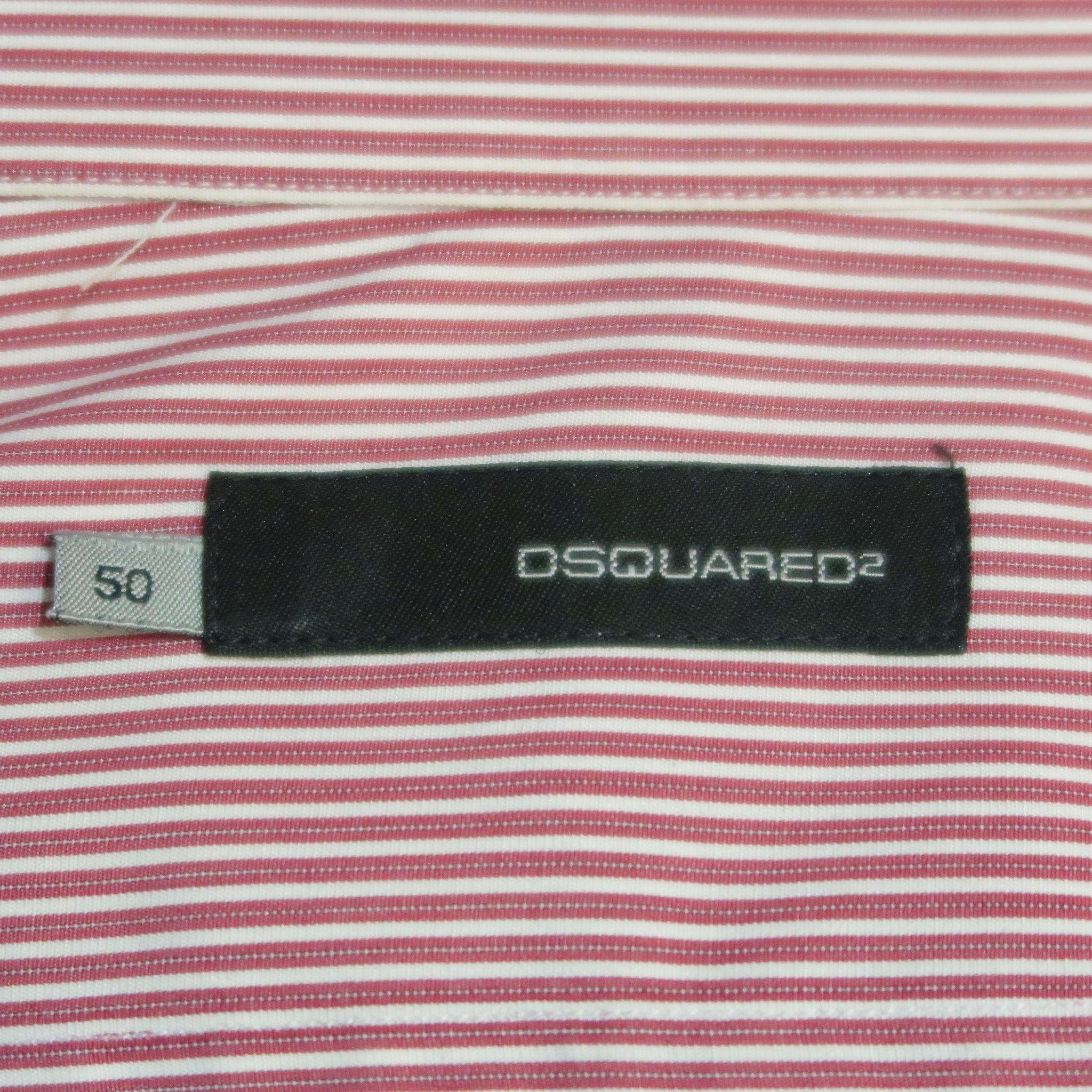 DSQUARED2 Size M Red & White Pinstripe Cotton Button Up Long Sleeve Shirt 3