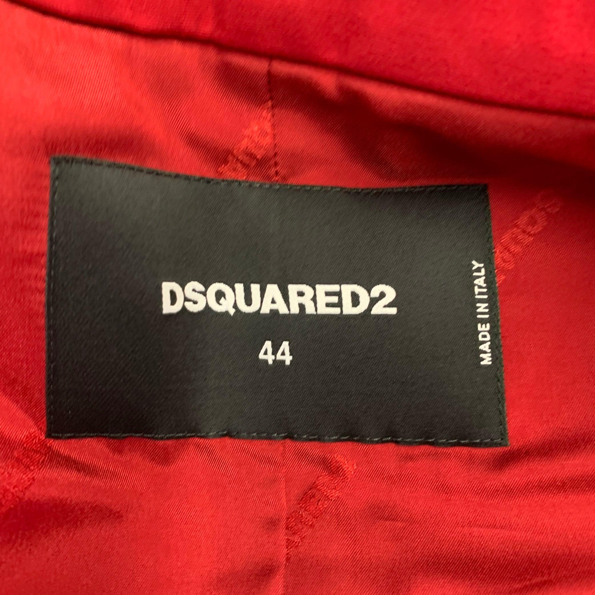 DSQUARED2 Größe M Rotes Wollgemisch Zweireihiger Mantel mit Spitzrevers im Angebot 1