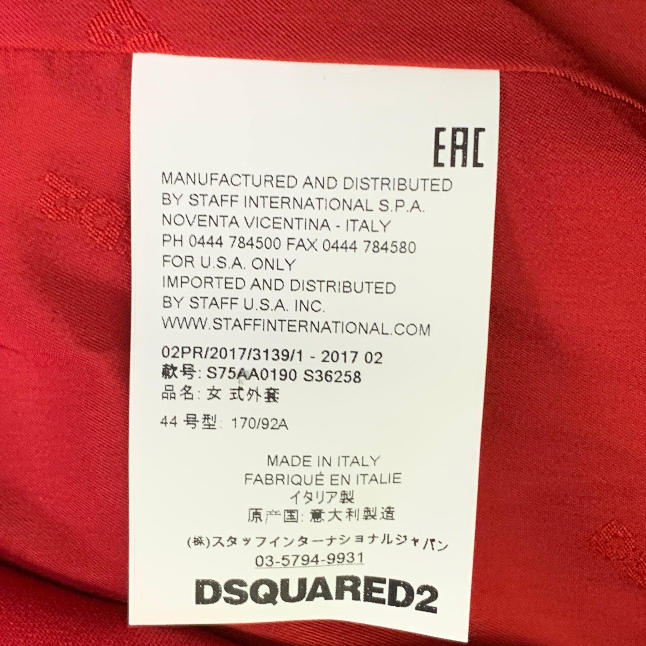 DSQUARED2 Größe M Rotes Wollgemisch Zweireihiger Mantel mit Spitzrevers im Angebot 3