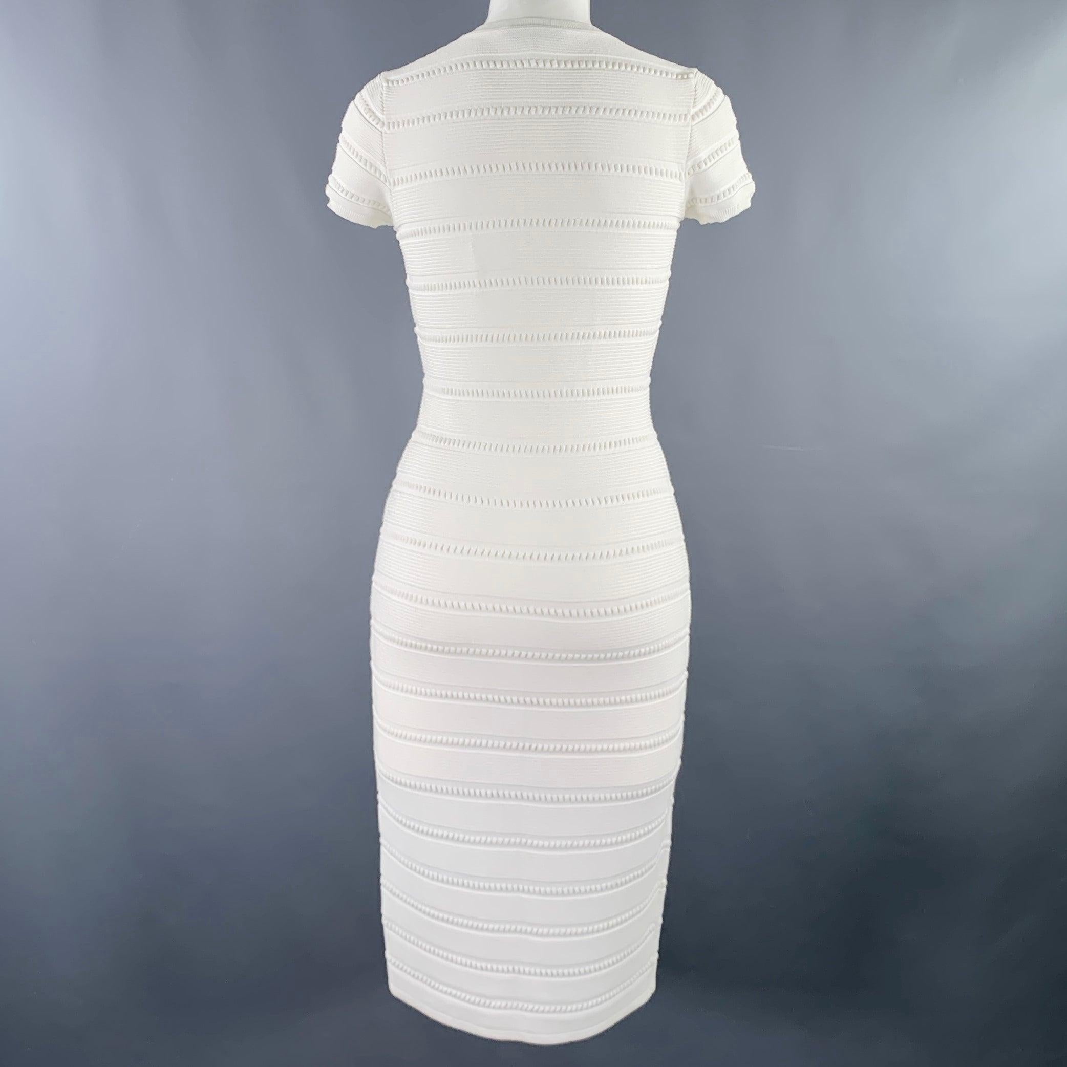 DSQUARED2 Talla M Blanco Rayón Poliamida Textura Vestido Manga Corta en Bueno estado para la venta en San Francisco, CA