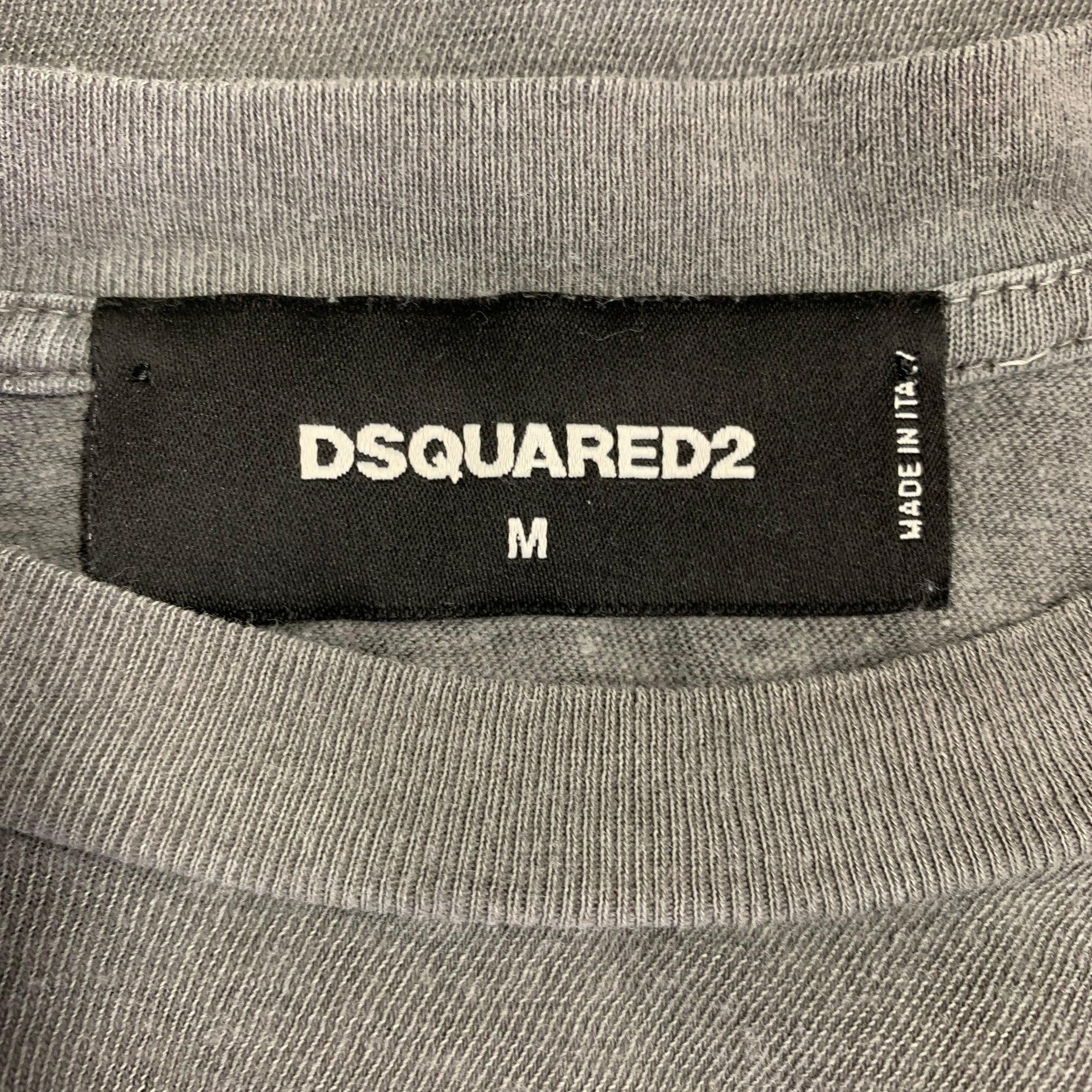 DSQUARED2 Size M WTF Bear Grey Black Cotton Short Sleeve T-shirt For Sale 3
