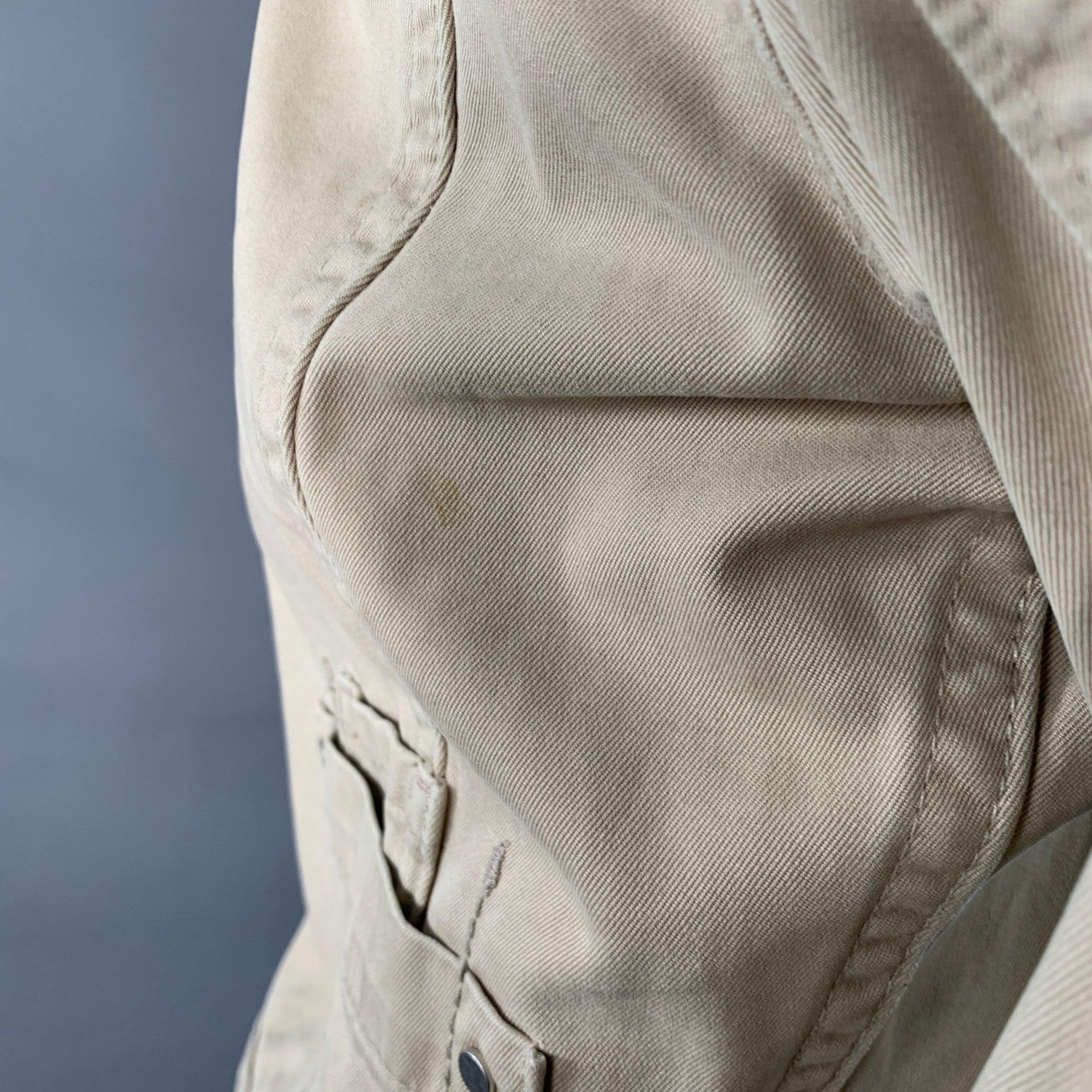 DSQUARED2 Size S Beige Twill Cotton Button Up Jacket For Sale 7