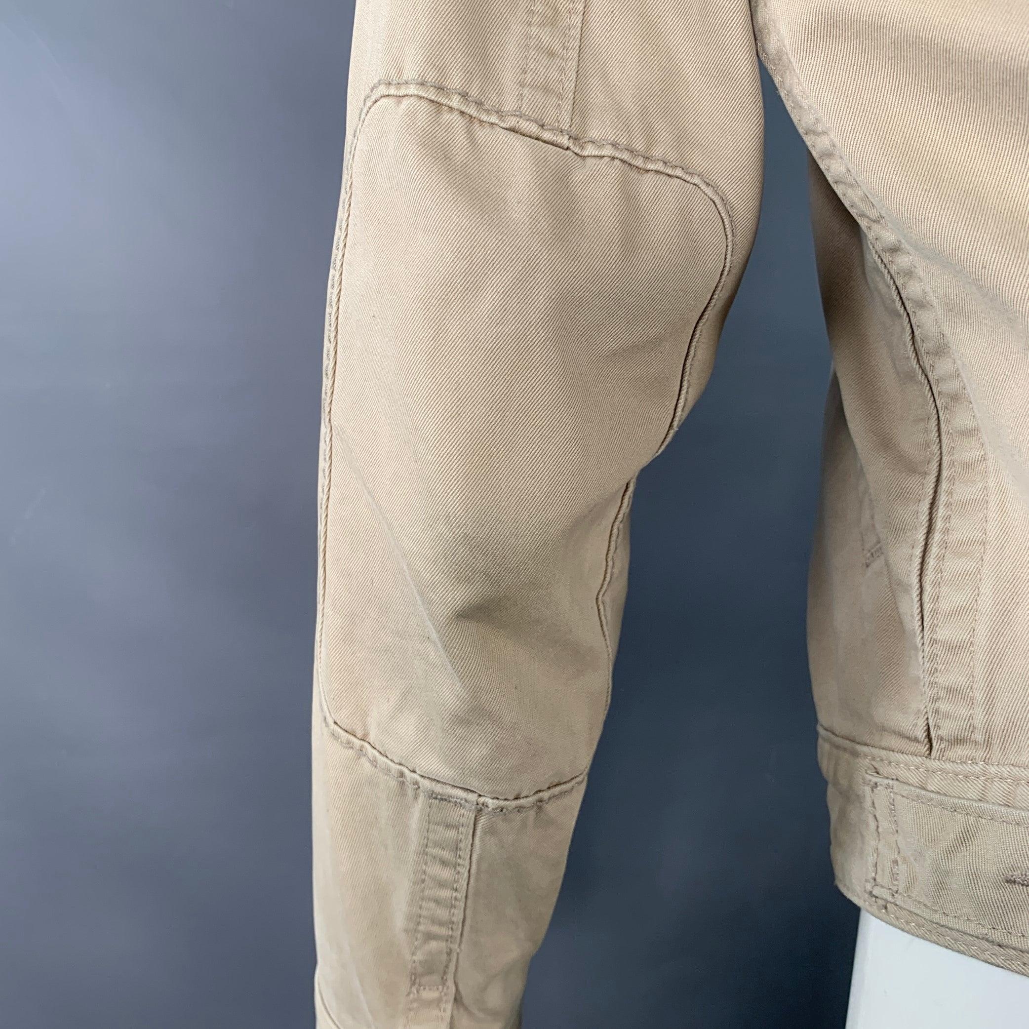 DSQUARED2 Size S Beige Twill Cotton Button Up Jacket For Sale 3