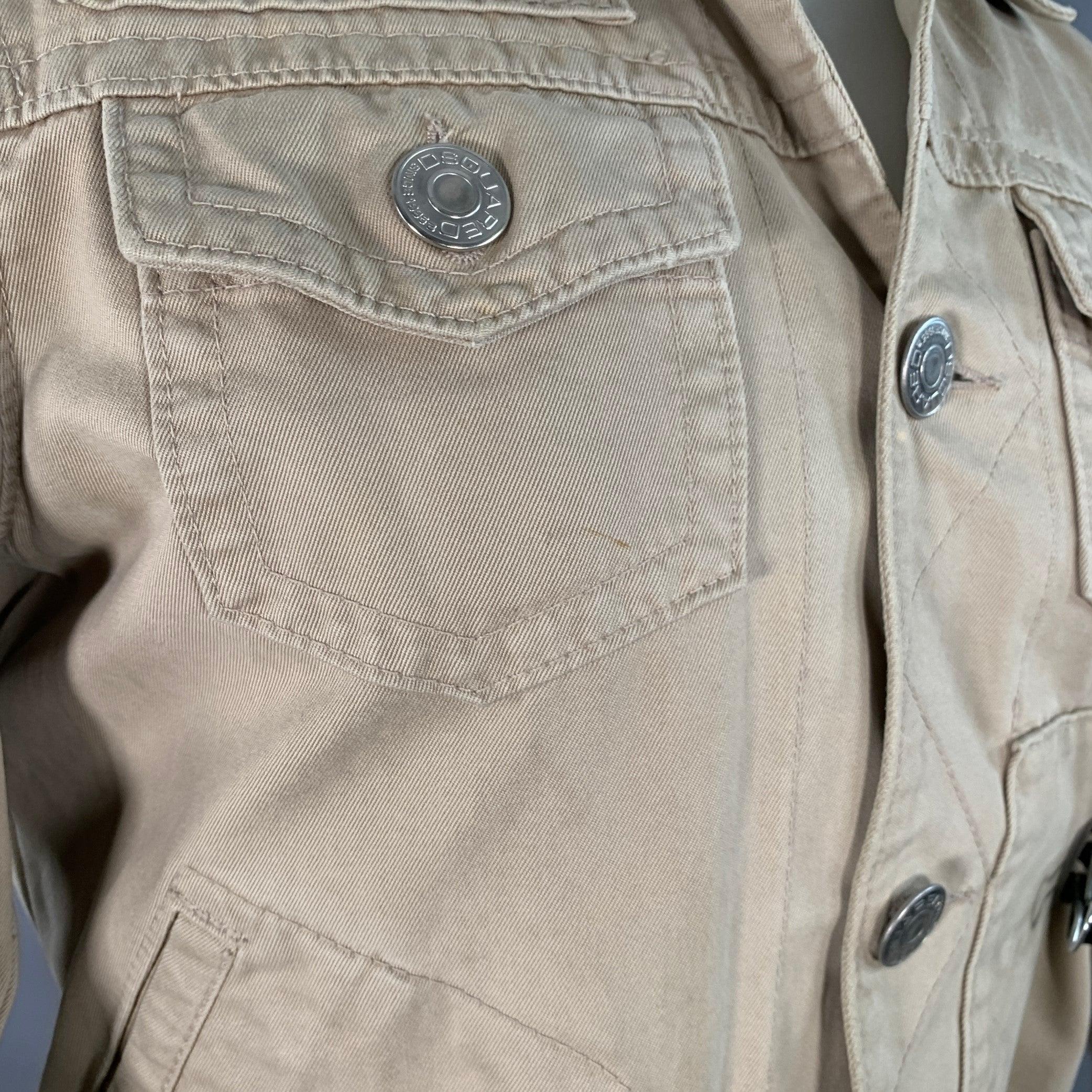 DSQUARED2 Size S Beige Twill Cotton Button Up Jacket For Sale 4