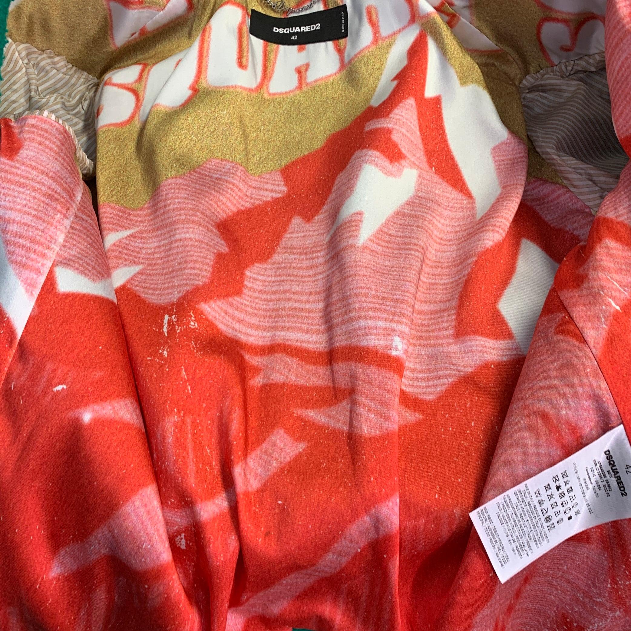DSQUARED2 Größe S Grüner Wollmantel mit strukturiertem Kunstpelz und Kerbrevers im Angebot 2