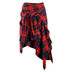 DSQUARED2 Talla S Rojo Azul Marino Negro Mezcla de Lana Falda Asimétrica a Cuadros DSQUARED2 Talla S Rojo Azul Marino Negro Mezcla de Lana Falda Asimétrica a Cuadros