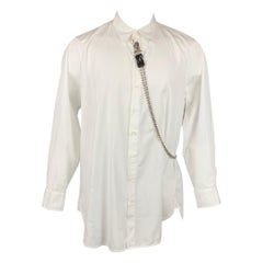 DSQUARED2 Size S White Applique Cotton Button Up Long Sleeve Shirt