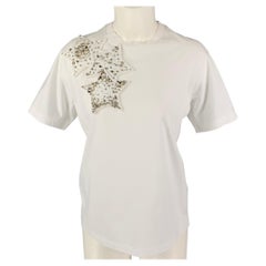 DSQUARED2 Size S White Cotton Applique Crew-Neck T-Shirt
