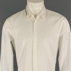 DSQUARED2 Size S White Cotton Hidden Placket Long Sleeve Shirt