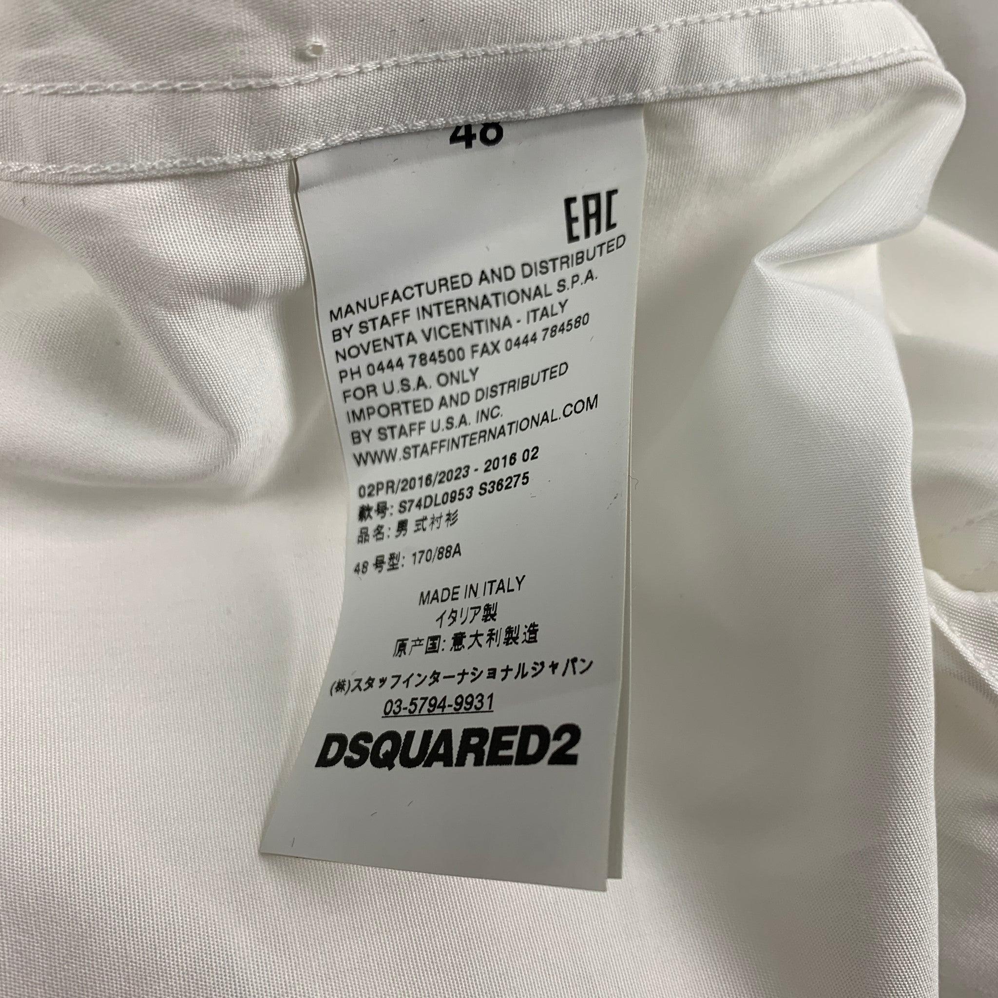DSQUARED2 Size S White Cotton Hidden Placket Long Sleeve Shirt For Sale 1