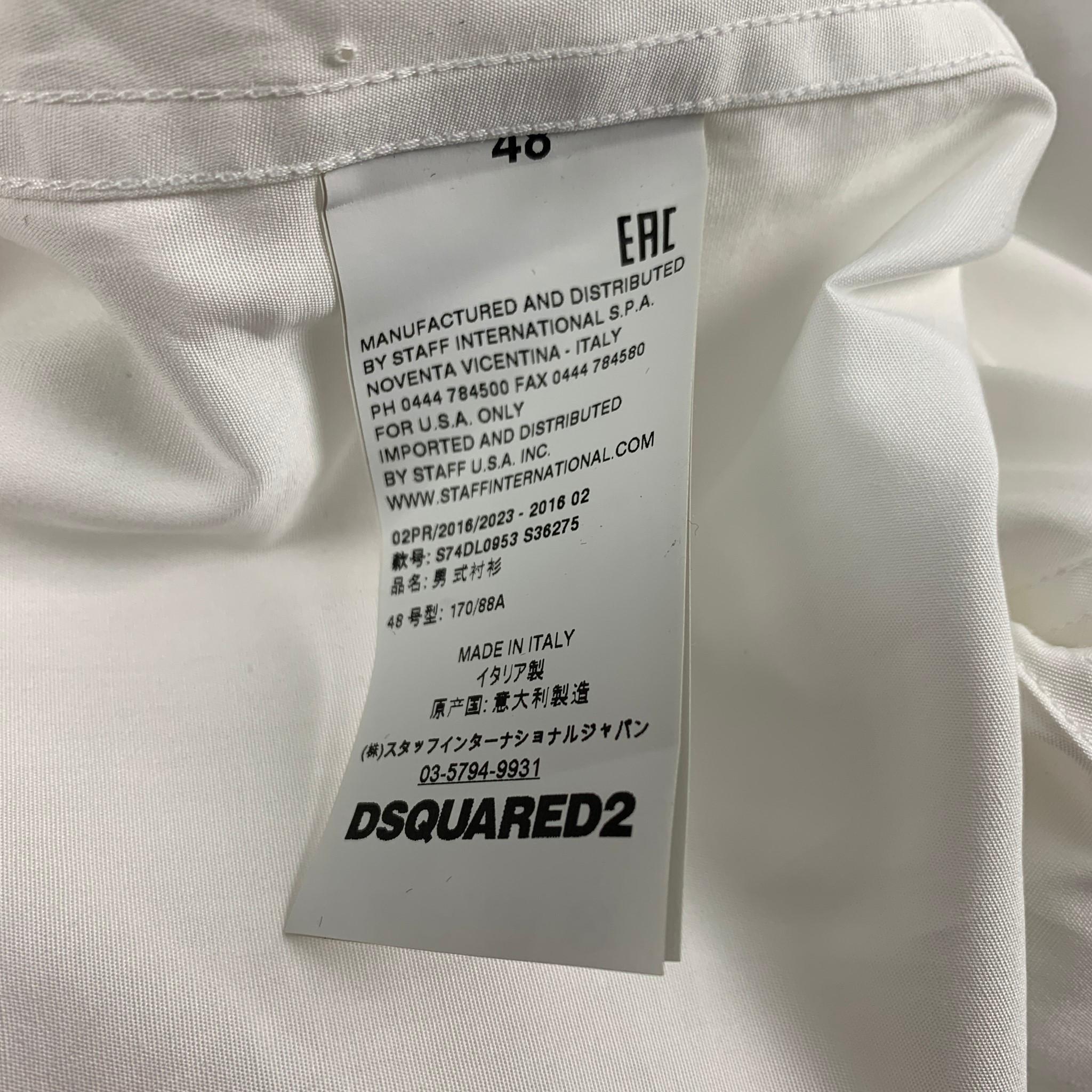 DSQUARED2 Size S White Cotton Hidden Placket Long Sleeve Shirt 2