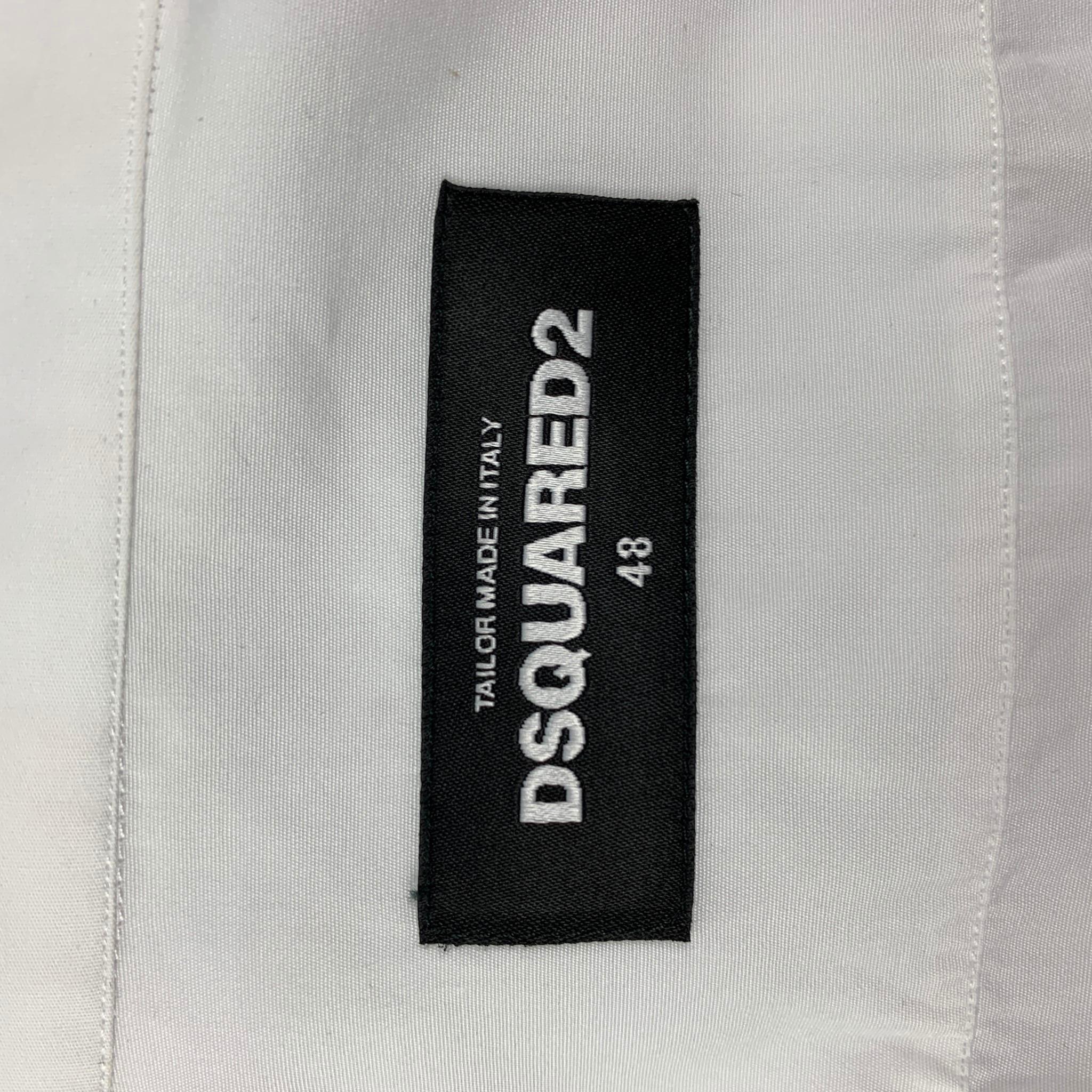 DSQUARED2 Size S White Cotton Hidden Placket Long Sleeve Shirt 1