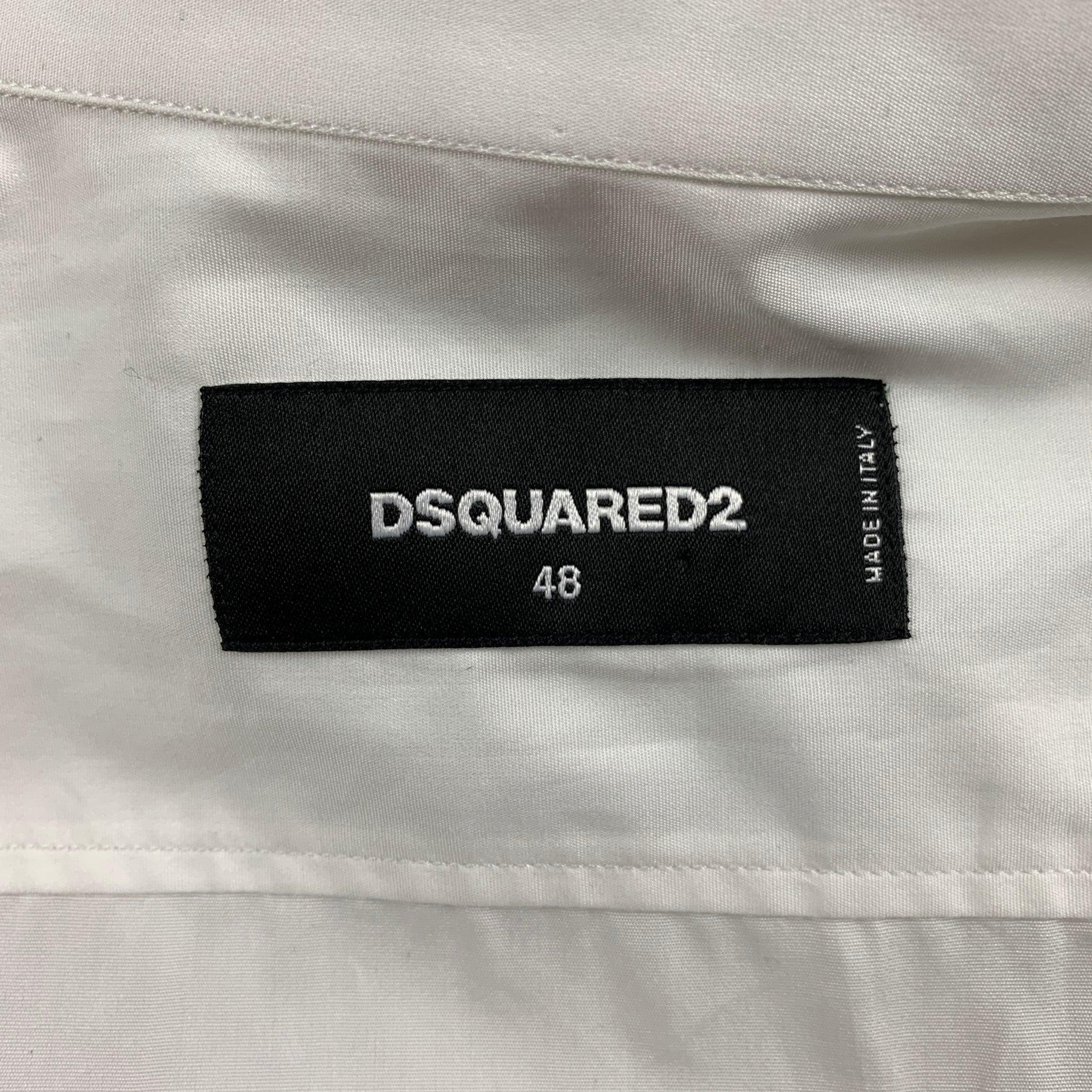 DSQUARED2 Size S White Cotton Hidden Placket Long Sleeve Shirt For Sale 3