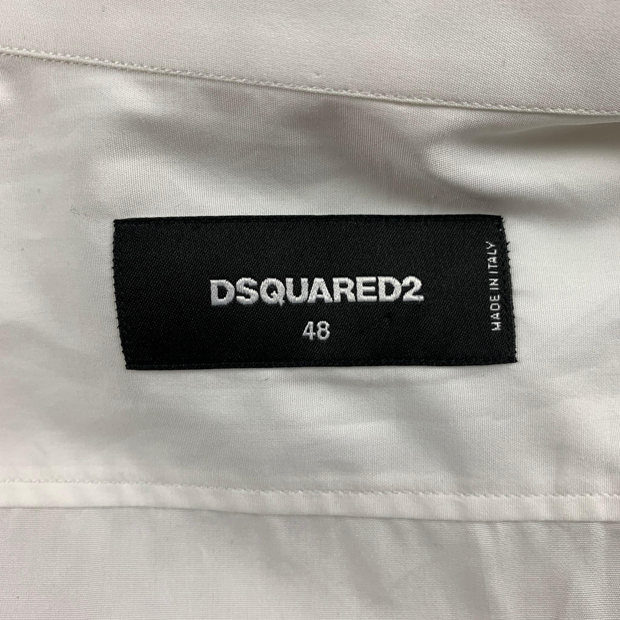 DSQUARED2 Size S White Cotton Hidden Placket Long Sleeve Shirt 3