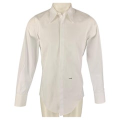 DSQUARED2 Size S White Cotton Hidden Placket Long Sleeve Shirt