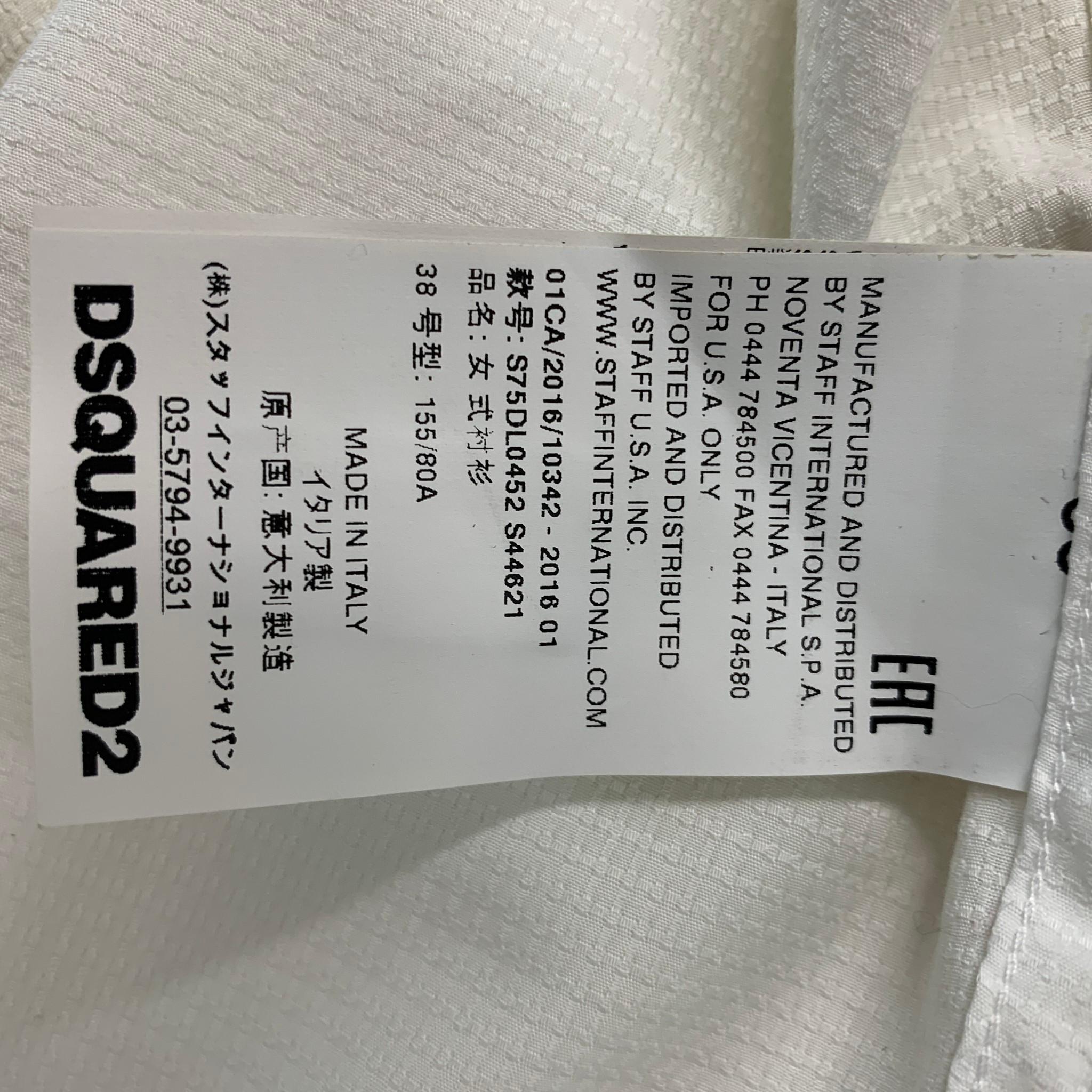 DSQUARED2 Size S White Cotton Textured Shirt 1