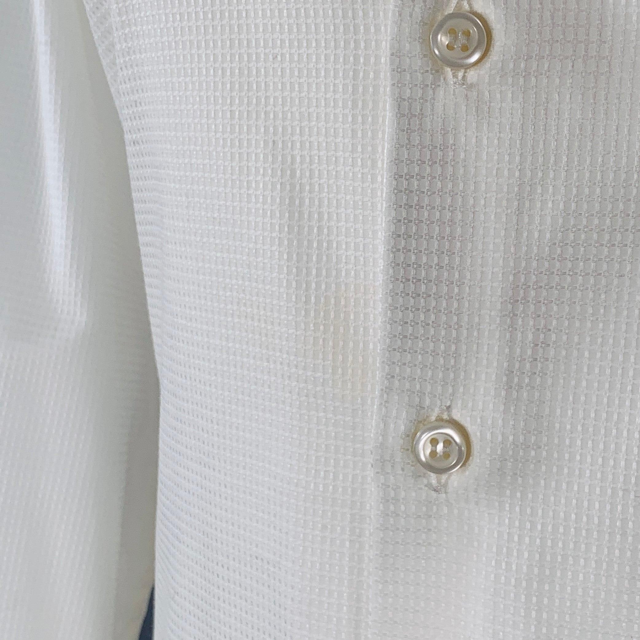 DSQUARED2 Size S White Cotton Textured Spread Collar Shirt For Sale 2
