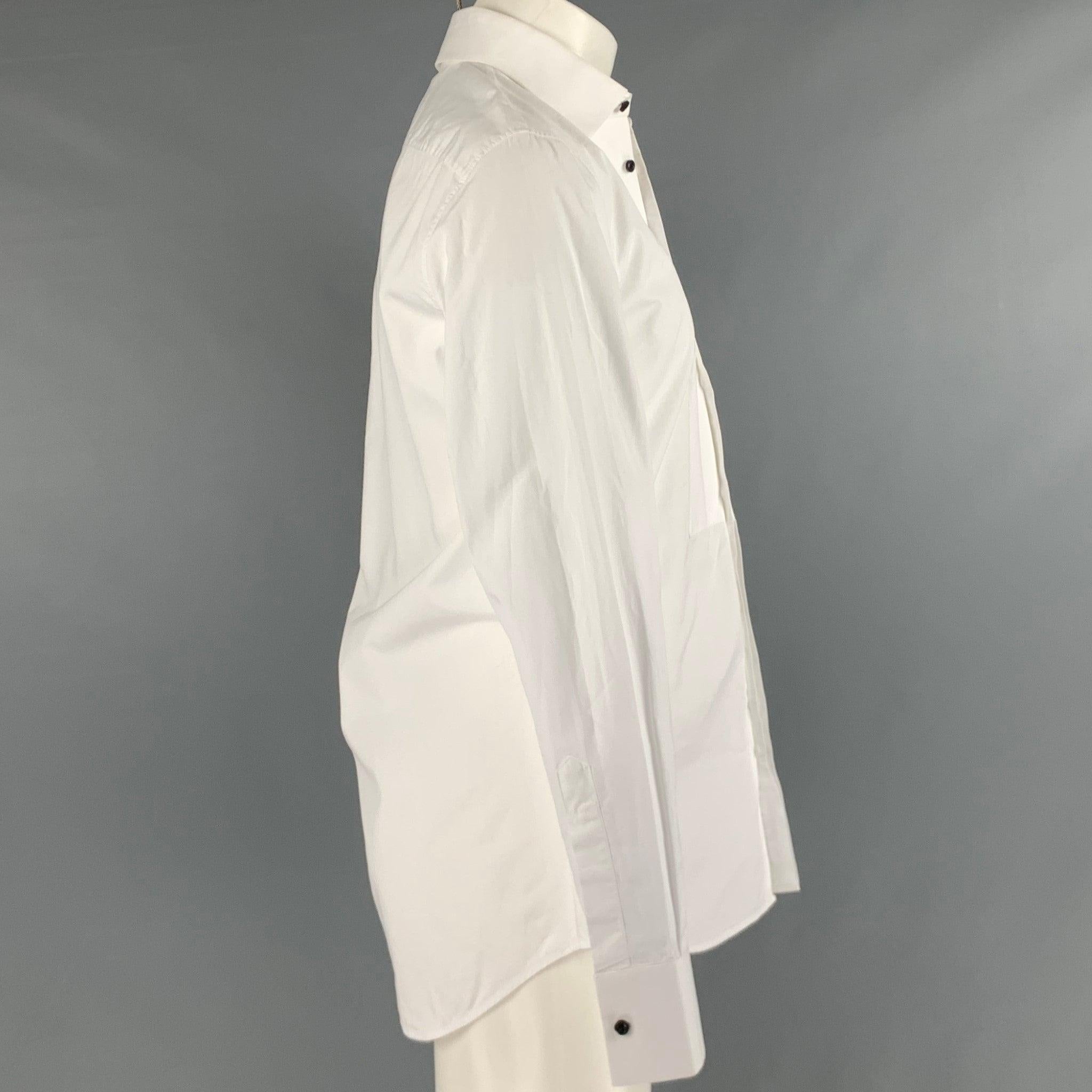 DSQUARED2 Size S White Cotton Tuxedo Long Sleeve Shirt In Good Condition For Sale In San Francisco, CA