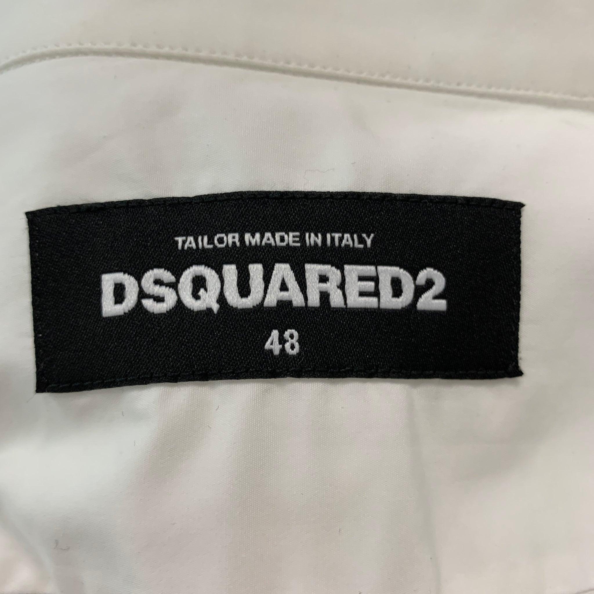 DSQUARED2 Size S White Cotton Tuxedo Long Sleeve Shirt For Sale 3