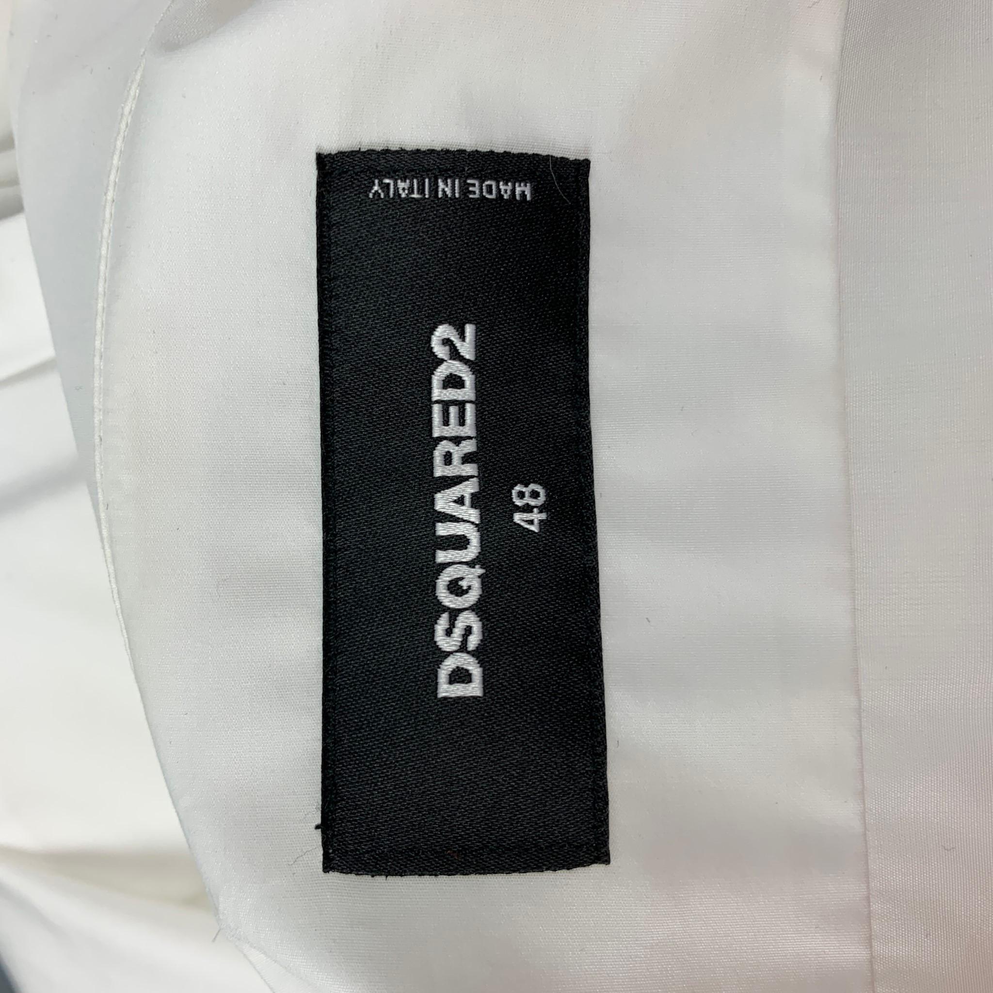 Men's DSQUARED2 Size S White & Gold Cotton Hidden Placket Long Sleeve Shirt