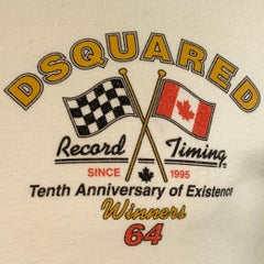 DSQUARED2 Size S White Navy Print Contrast Trim Cotton Henley T-shirt