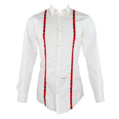 DSQUARED2 Talla S Camisa de manga larga de algodón a rayas blancas y rojas
