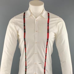 DSQUARED2 Size S White Solid Cotton Button Up Long Sleeve Shirt