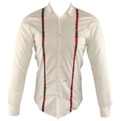 DSQUARED2 Size S White Solid Cotton Button Up Long Sleeve Shirt
