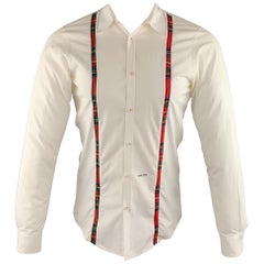 DSQUARED2 Size S White Solid Cotton Button Up Long Sleeve Shirt