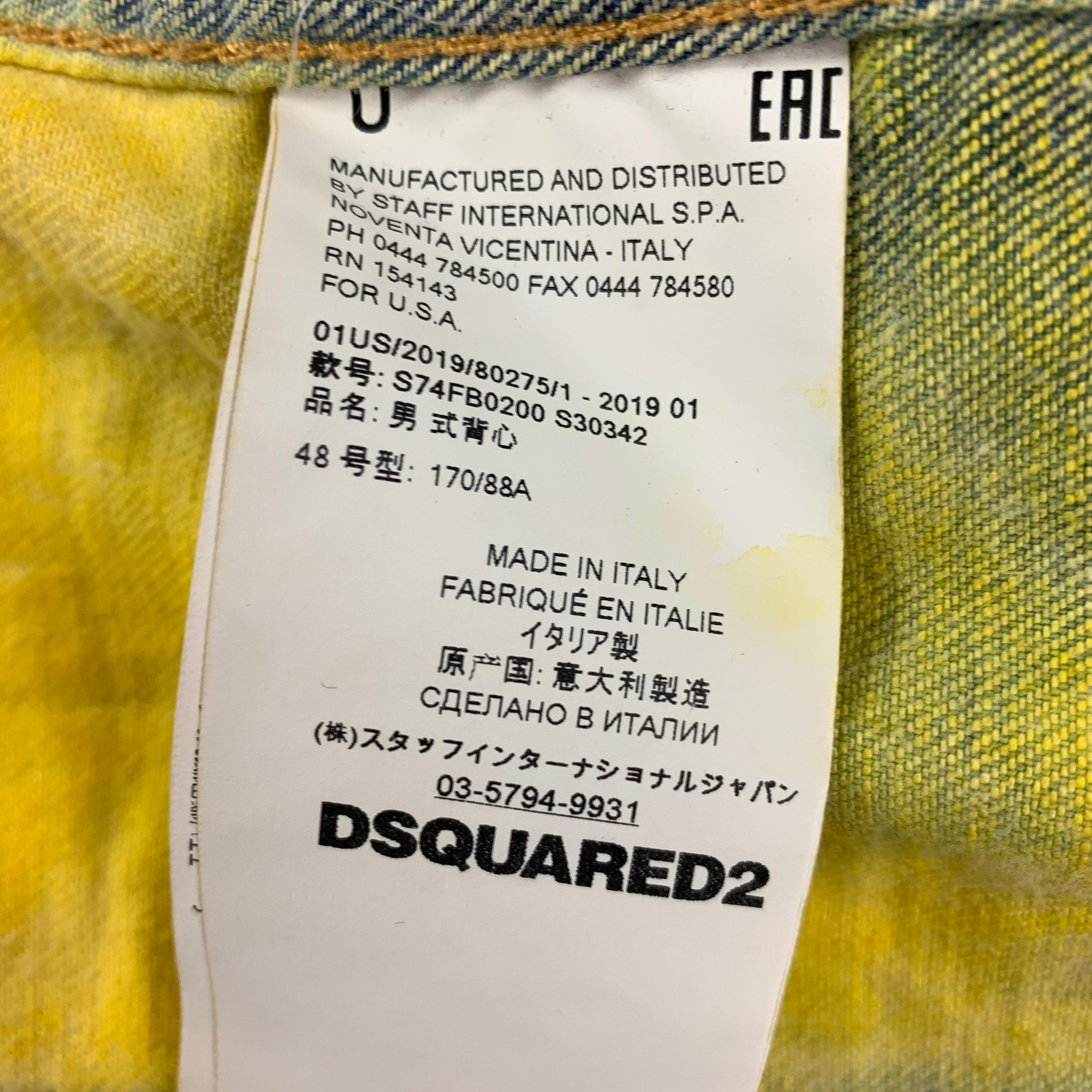 DSQUARED2 Size S Yellow Bleached Denim Trucker Vest Jacket 1