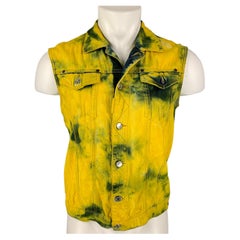 DSQUARED2 Size S Yellow Bleached Denim Trucker Vest Jacket