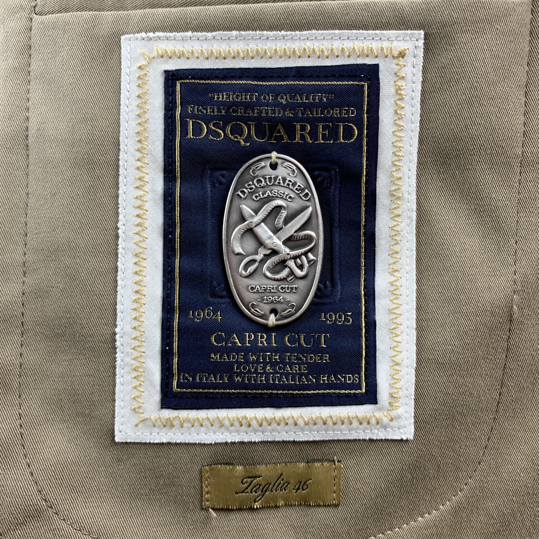 DSQUARED2 Size US 36 / IT 46 Taupe Cotton Blend Notch Lapel Sport Coat Jacket 1