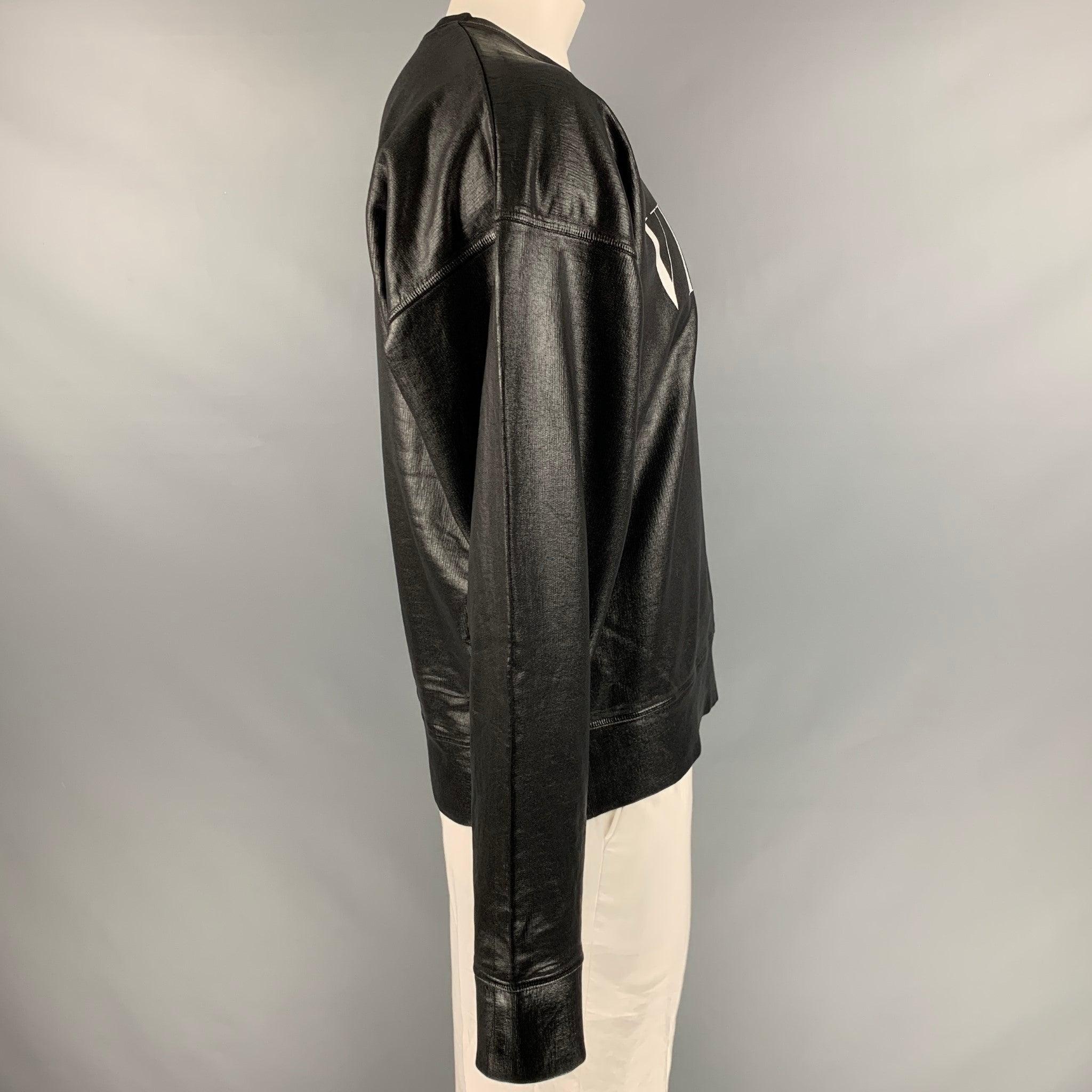 DSQUARED2 Size XL Black Graphic Cotton Blend Crew-Neck Sweatshirt Bon état - En vente à San Francisco, CA