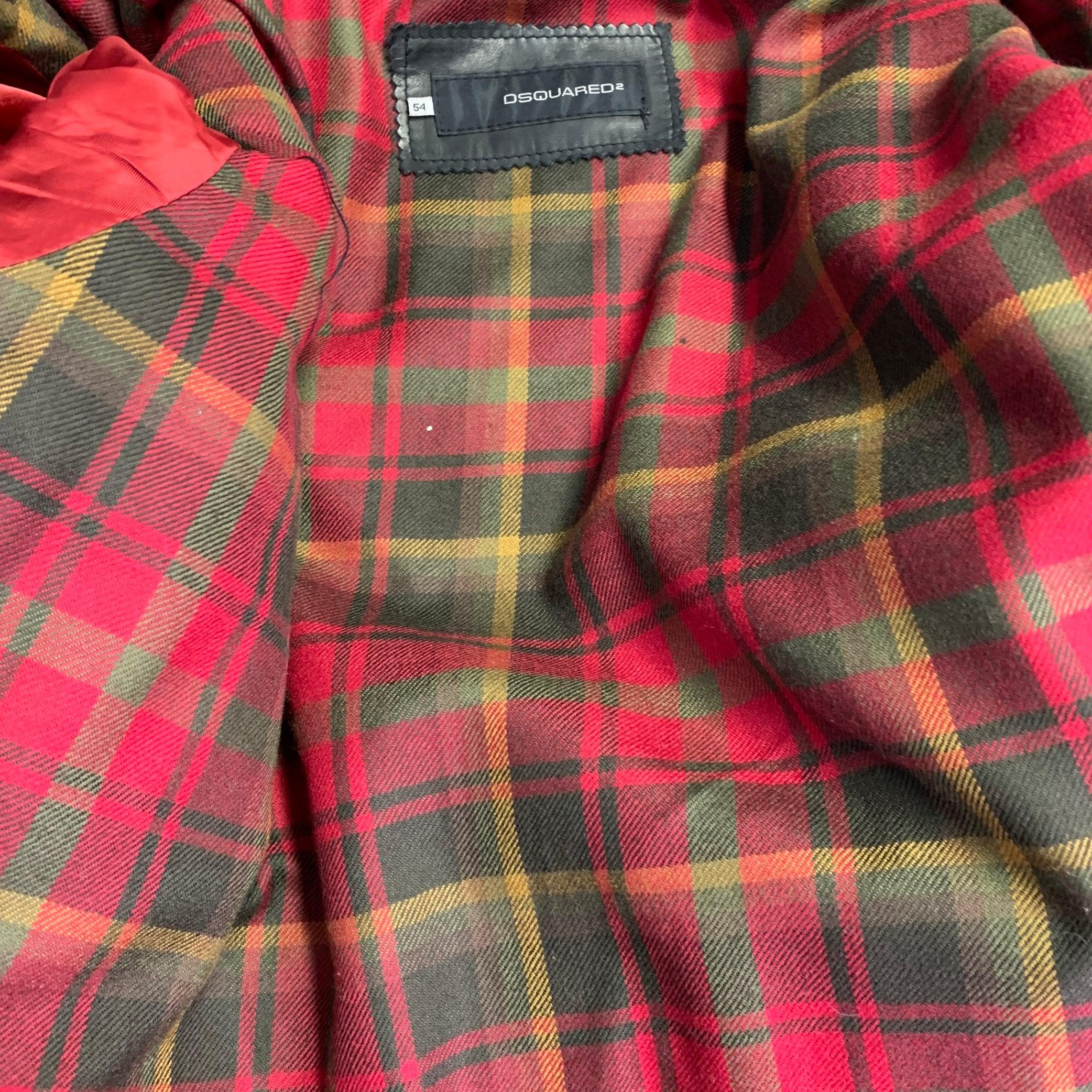 Dsquared2 Giacca da moto con zip in pelle nera taglia XL in vendita 4