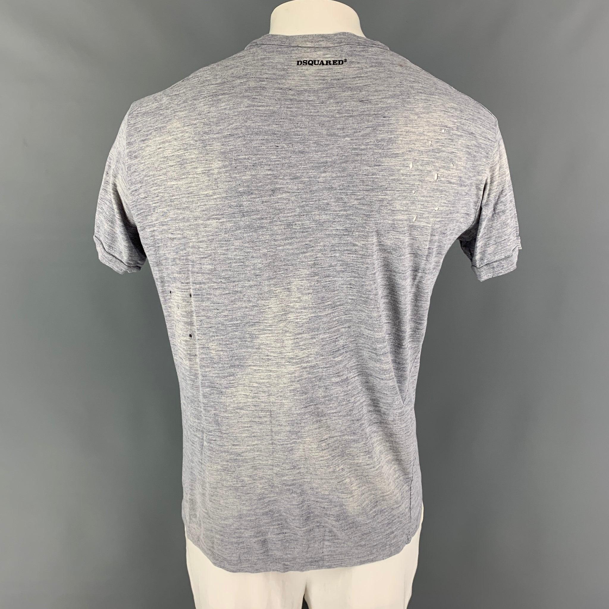 DSQUARED2 Size XL Grey Black Graphic Cotton T-shirt In Good Condition For Sale In San Francisco, CA