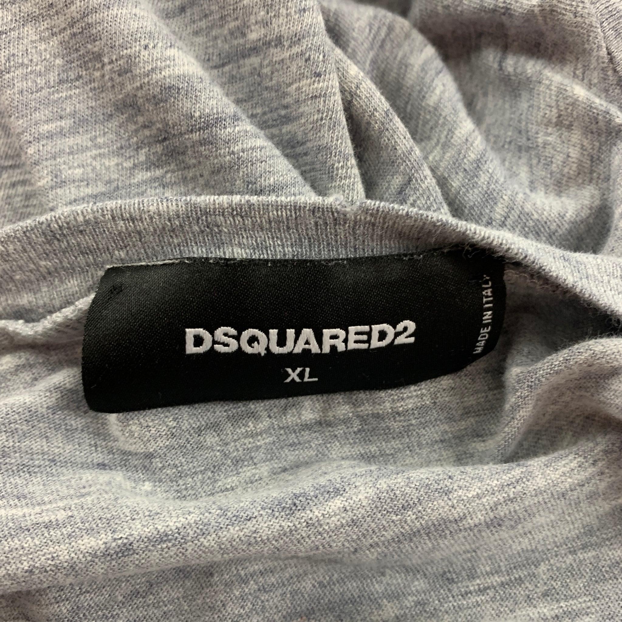 DSQUARED2 Size XL Grey Black Graphic Cotton T-shirt For Sale 2