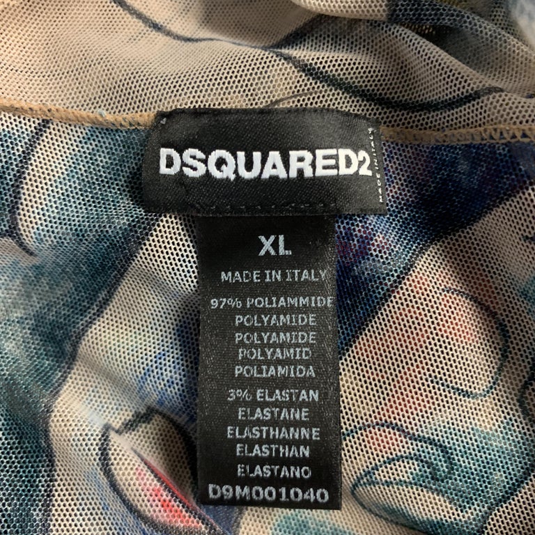 DSQUARED2 Size XL Multi-Color Tattoo Polyamide-Blend Crew-Neck Pullover ...