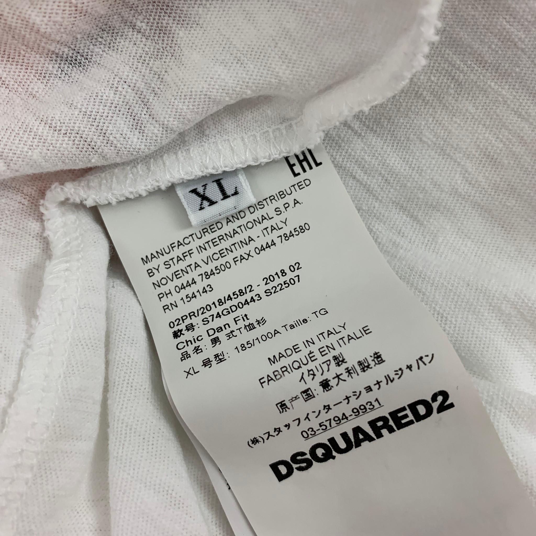 Men's DSQUARED2 Size XL White Caten Bros Graphic Cotton T-shirt