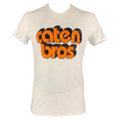 DSQUARED2 Size XL White Caten Bros Graphic Cotton T-shirt
