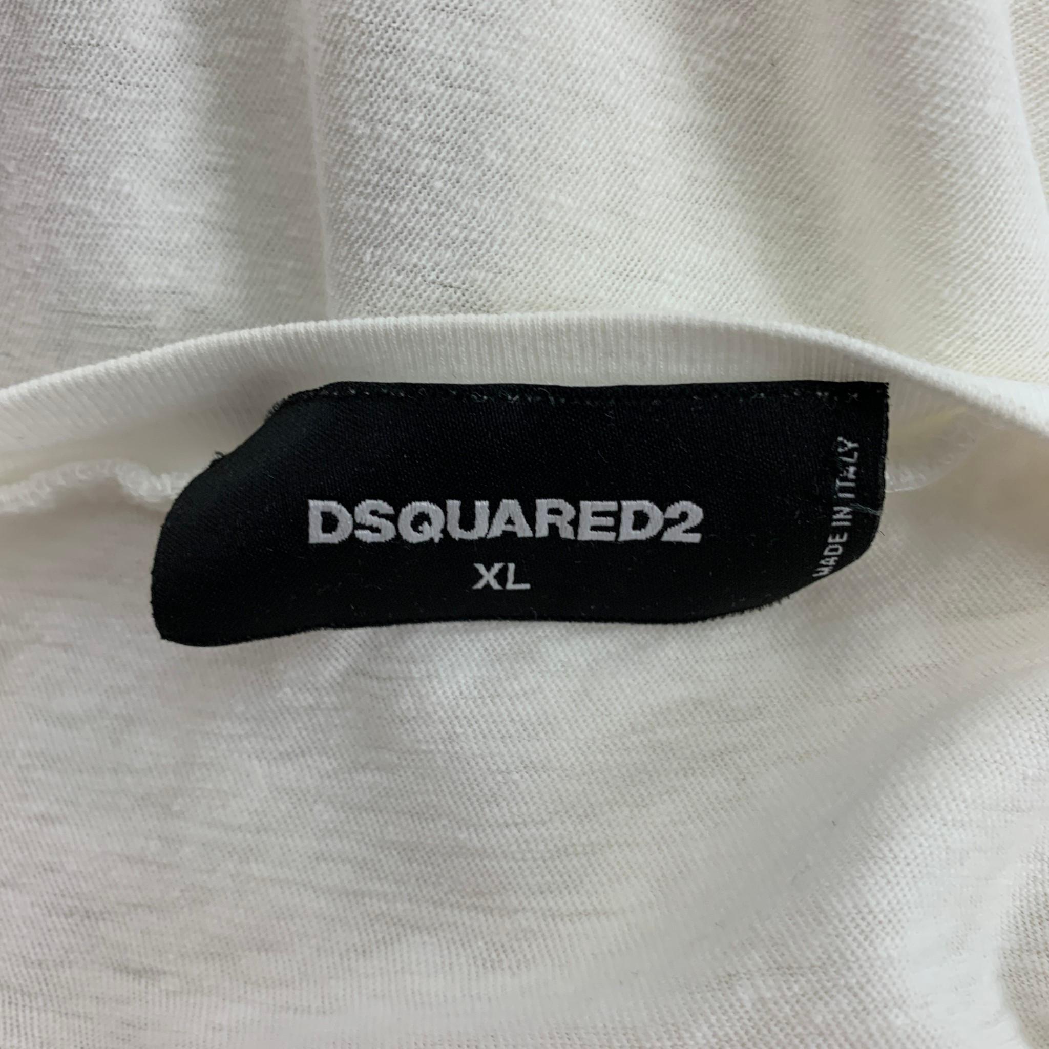 DSQUARED2 Size XL White D2 Graphic Cotton T-shirt 2