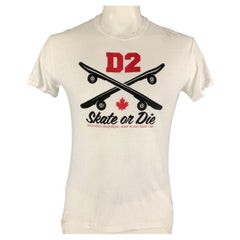 DSQUARED2 Size XL White D2 Graphic Cotton T-shirt