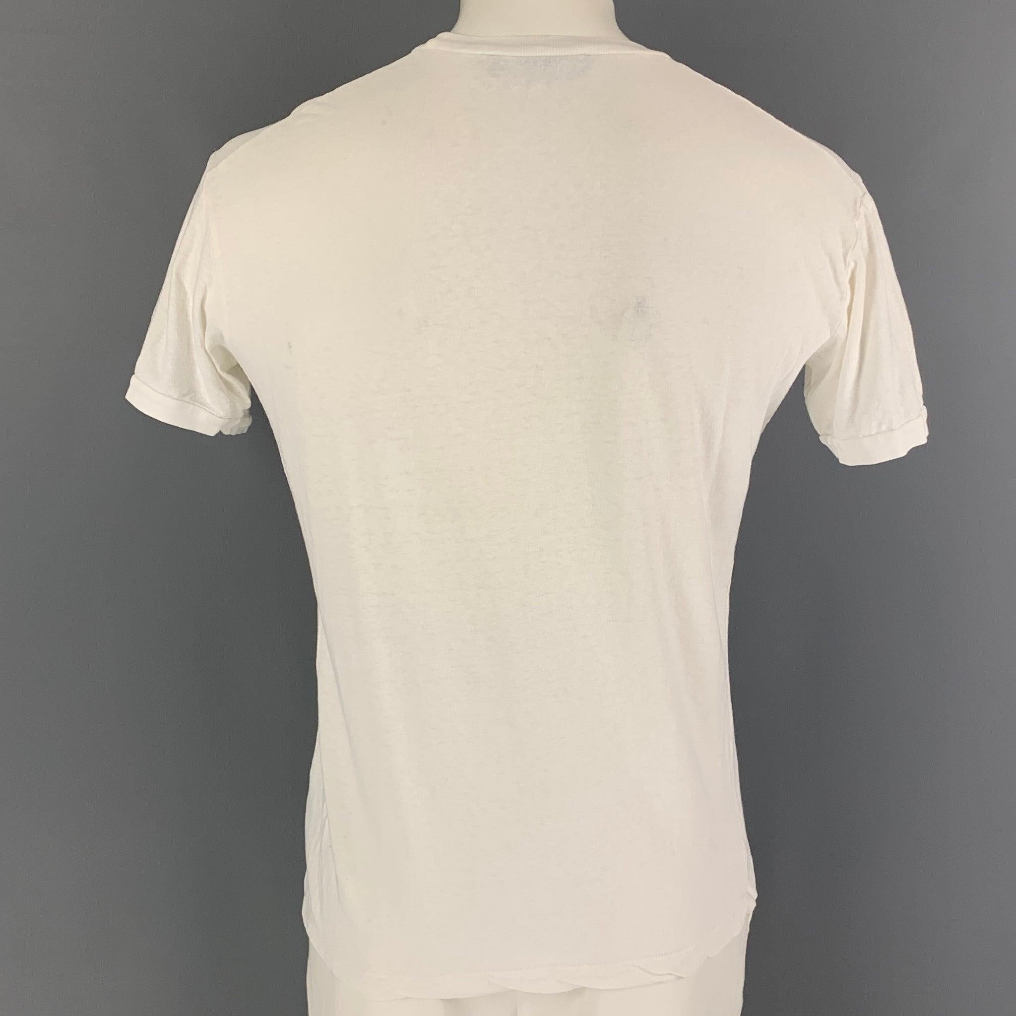 DSQUARED2 Size XL White Nevada Graphic Cotton T-shirt In Good Condition For Sale In San Francisco, CA
