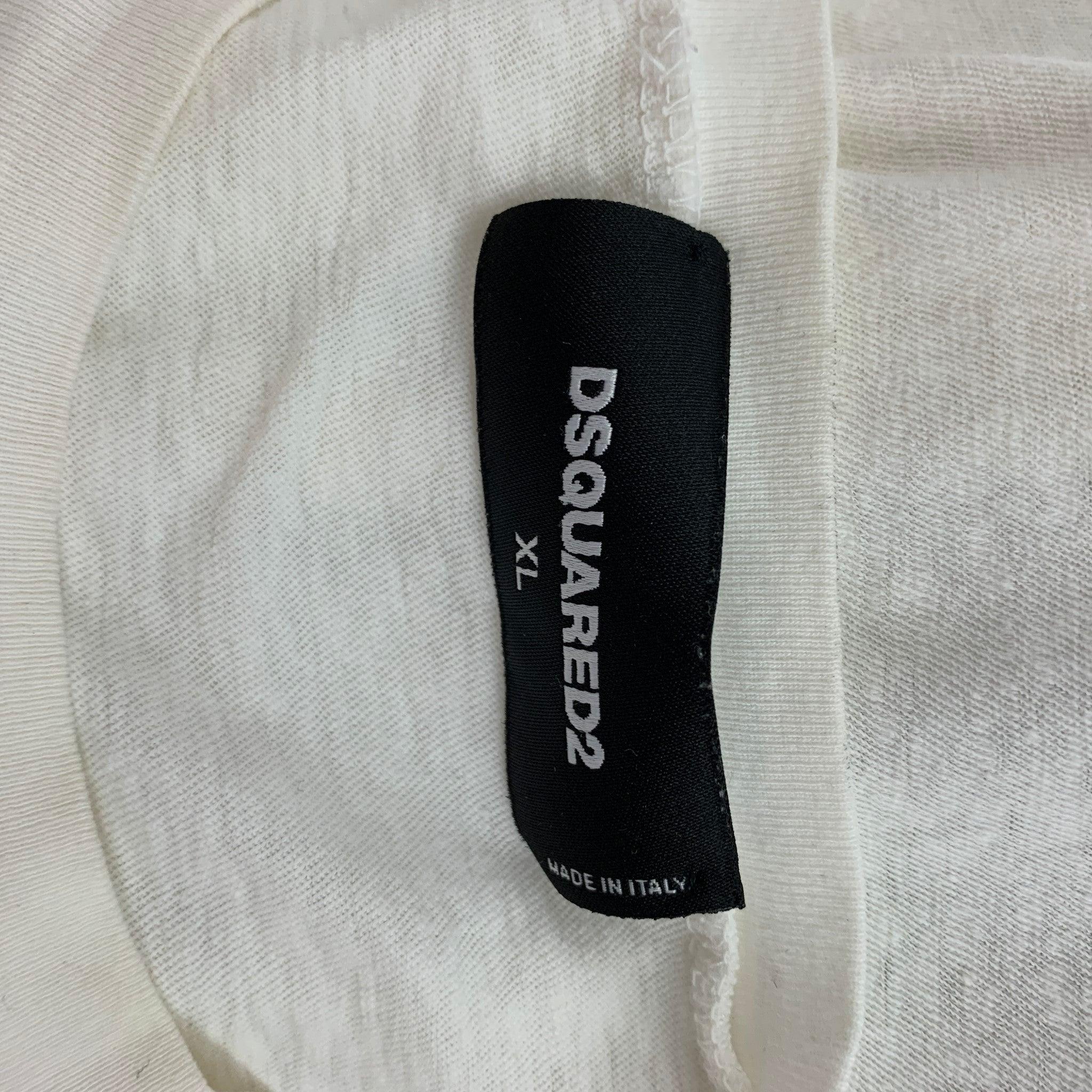 DSQUARED2 - T-shirt en coton blanc imprimé Nevada, taille XL en vente 2