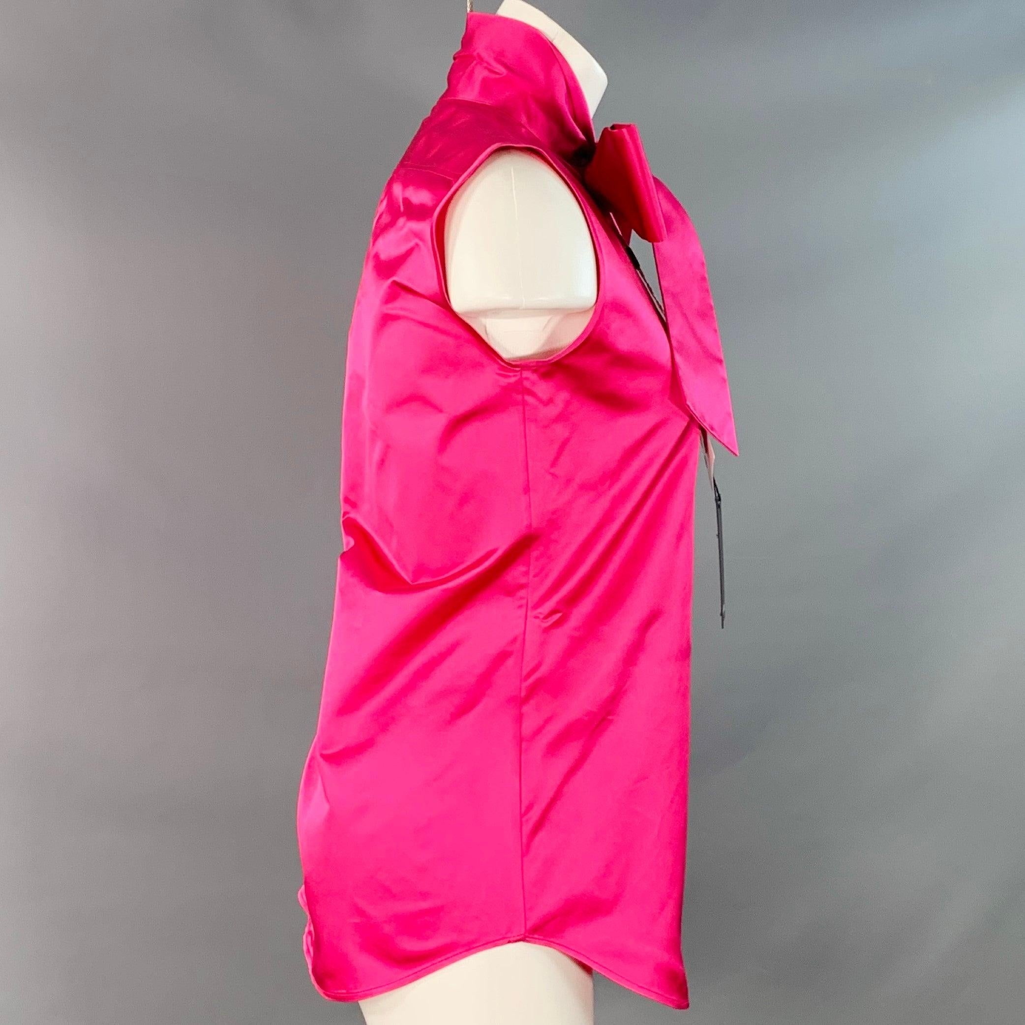DSQUARED2 Größe XS Fuchsia Seide ärmelloses Schleifenkleid Top (Rot) im Angebot