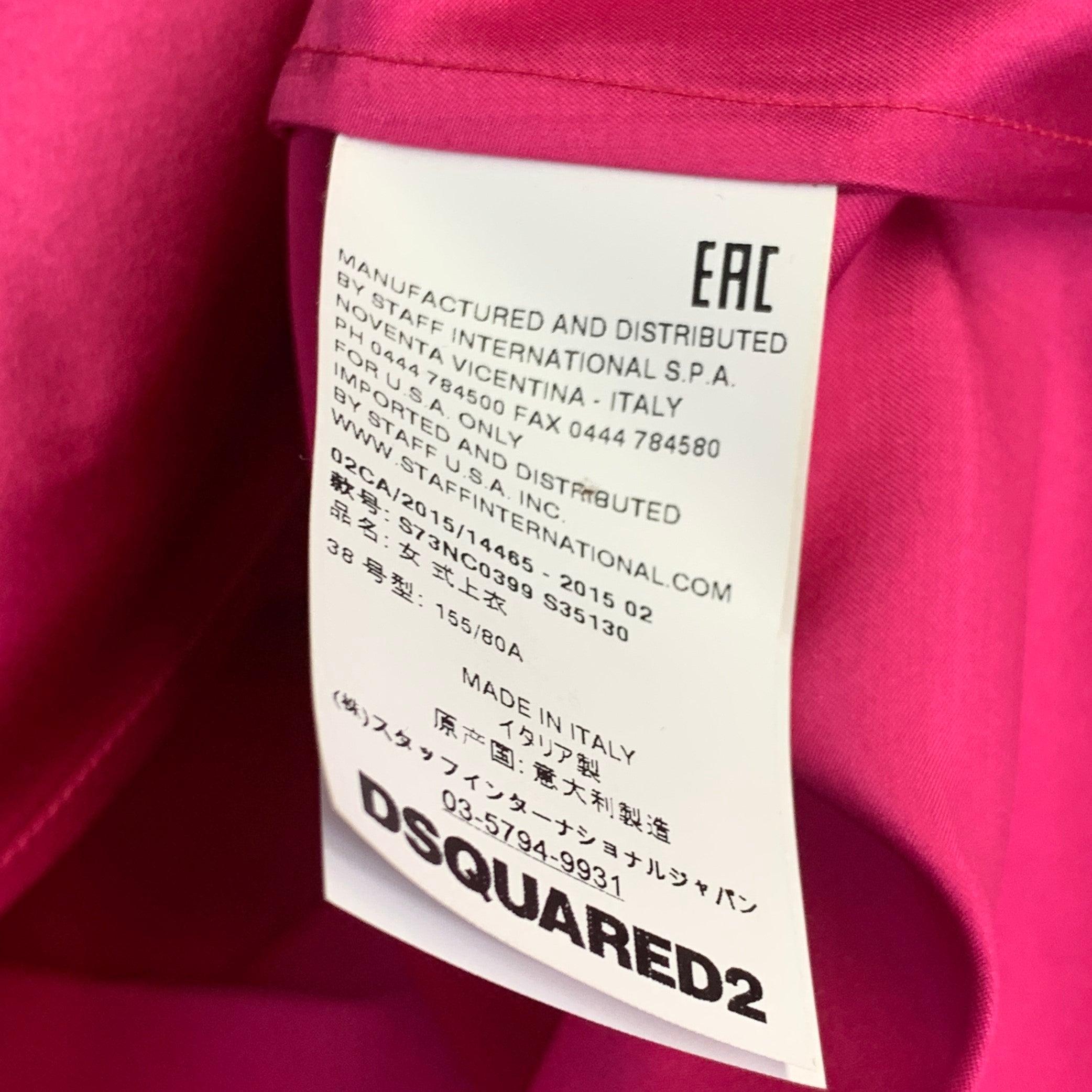 DSQUARED2 Größe XS Fuchsia Seide ärmelloses Schleifenkleid Top im Angebot 4