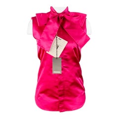 DSQUARED2 Size XS Fuchsia Silk Sleeveless Bow Dress Top