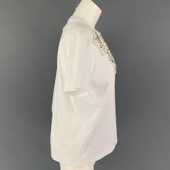 DSQUARED2 Camiseta de cuello redondo con apliques de algodón blanco talla XS