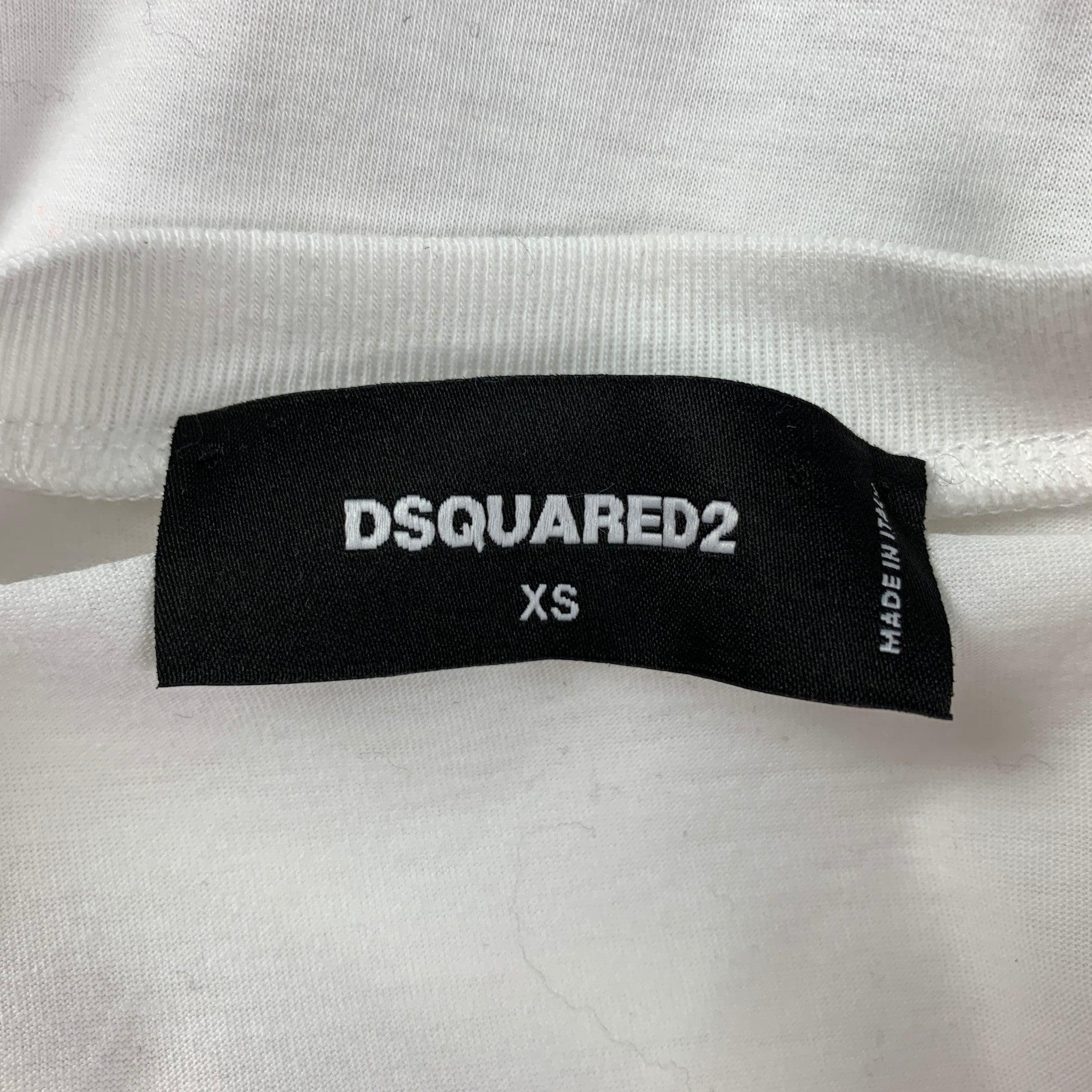 DSQUARED2 - T-shirt à col bénitier en coton blanc avec appliques, taille XS en vente 2