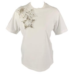 DSQUARED2 - Maglietta girocollo in cotone bianco con applique taglia XS