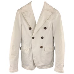 DSQUARED2 Size XS White Solid Cotton Double Breasted Jacket